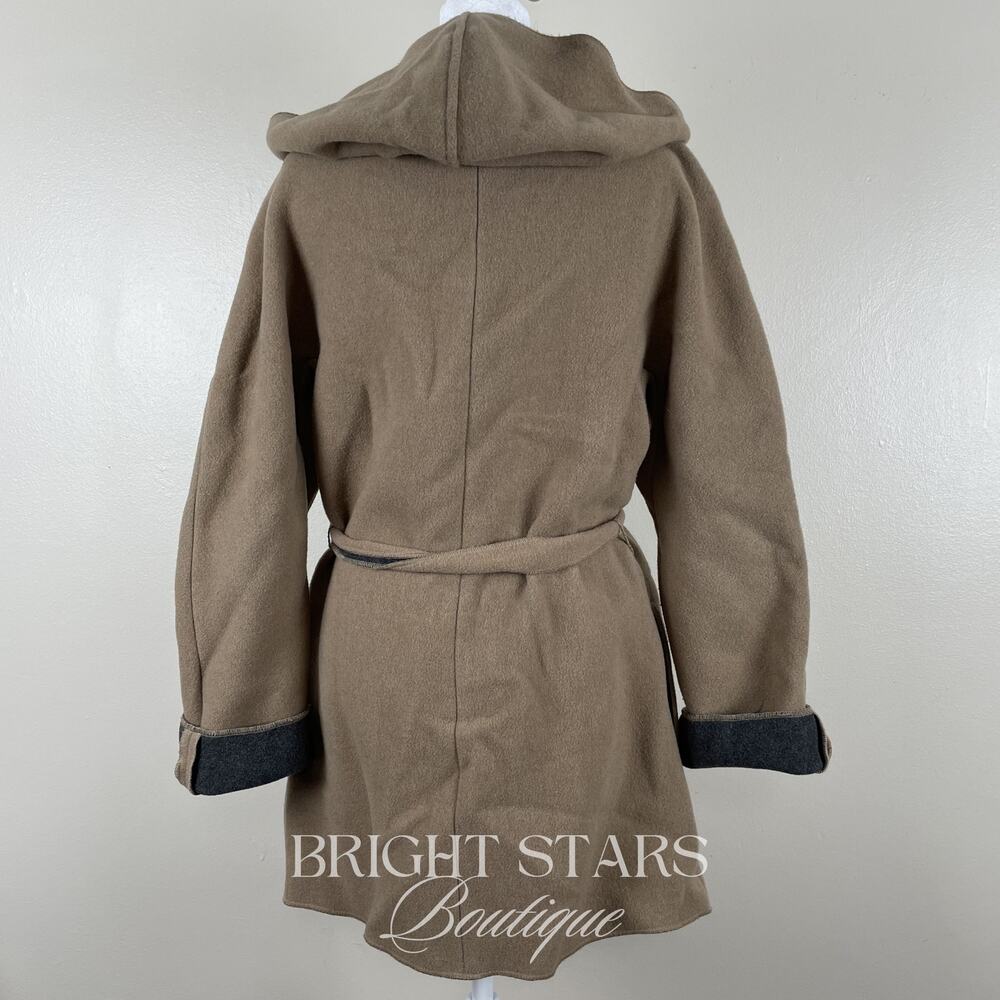 Rare Vintage Wool Coat Jacket ASO Buffy Summers BtVS Womens Tan Gray Belt - Picture 6 of 13